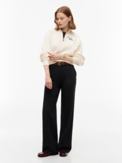 Logo Relaxed Terry Quarter-Zip Sweatshirt — Beige 2