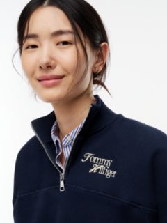 Logo Relaxed Terry Quarter-Zip Sweatshirt — Blue 3