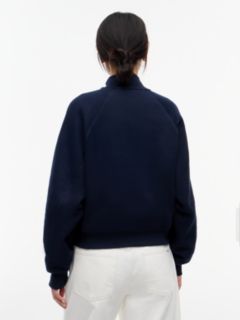 Logo Relaxed Terry Quarter-Zip Sweatshirt — Blue 4