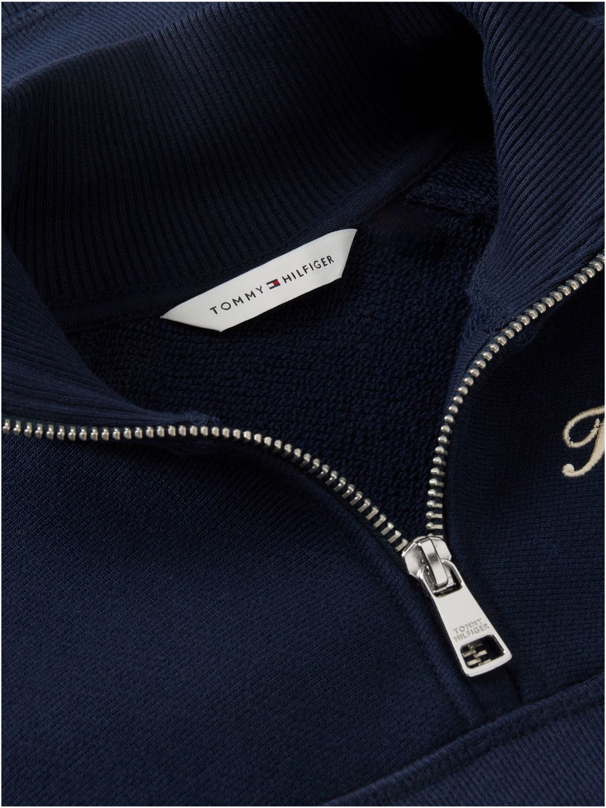 Logo Relaxed Terry Quarter-Zip Sweatshirt — Blue