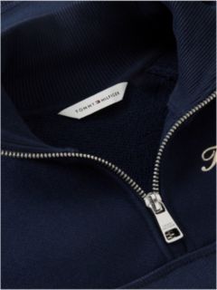 Logo Relaxed Terry Quarter-Zip Sweatshirt — Blue 6