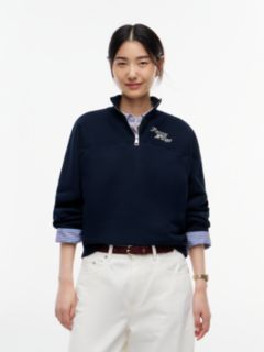 Logo Relaxed Terry Quarter-Zip Sweatshirt — Blue 1