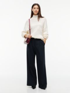 Twill Wide Leg Trousers — Blue 2