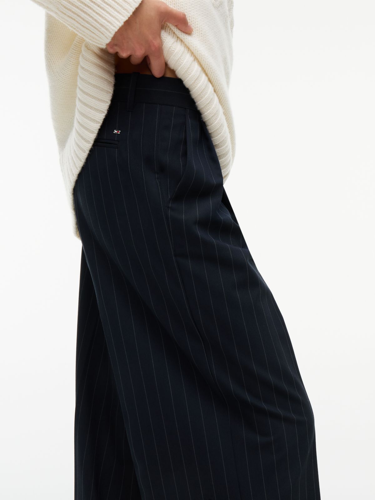 Twill Wide Leg Trousers — Blue