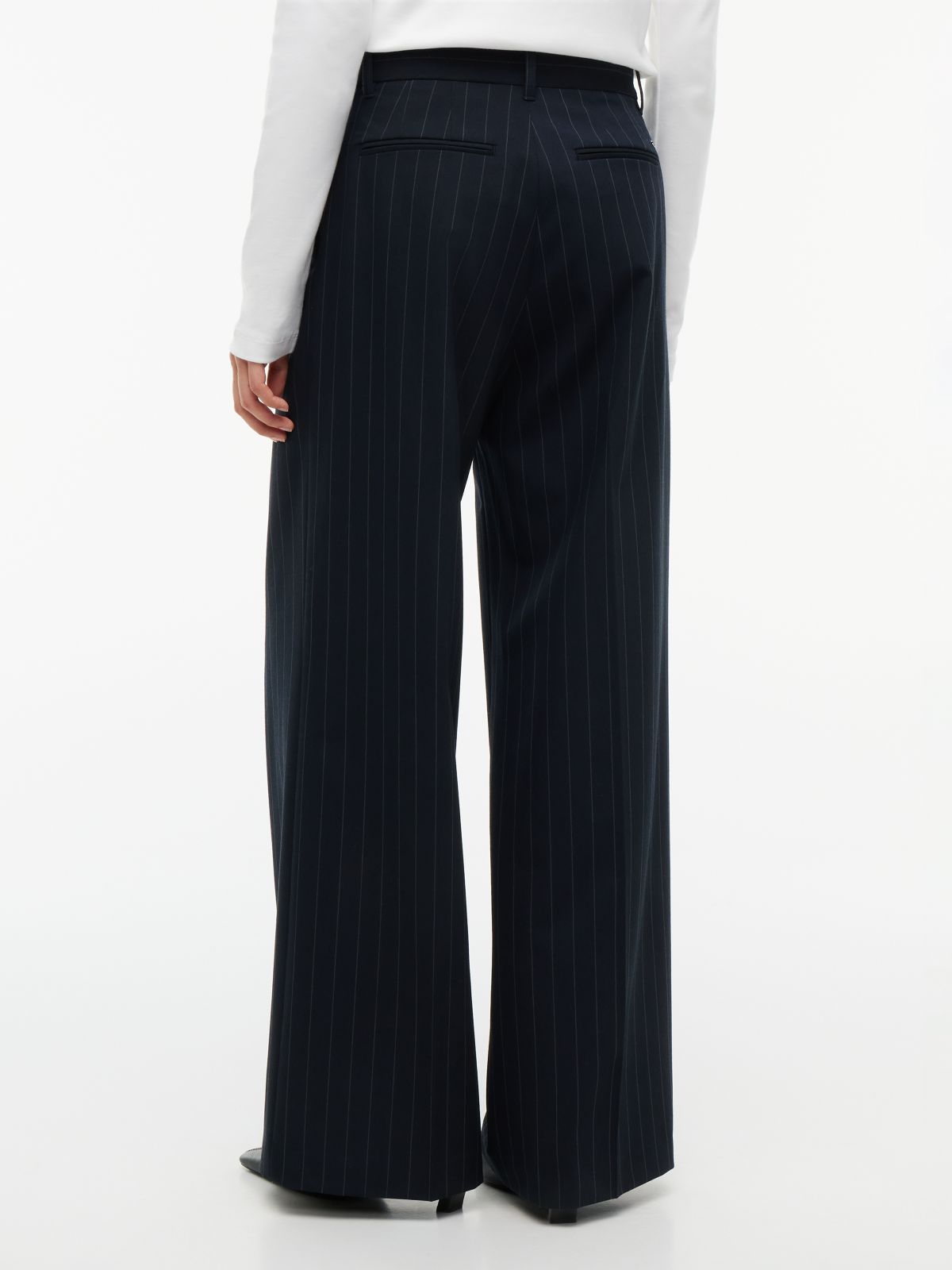 Twill Wide Leg Trousers — Blue