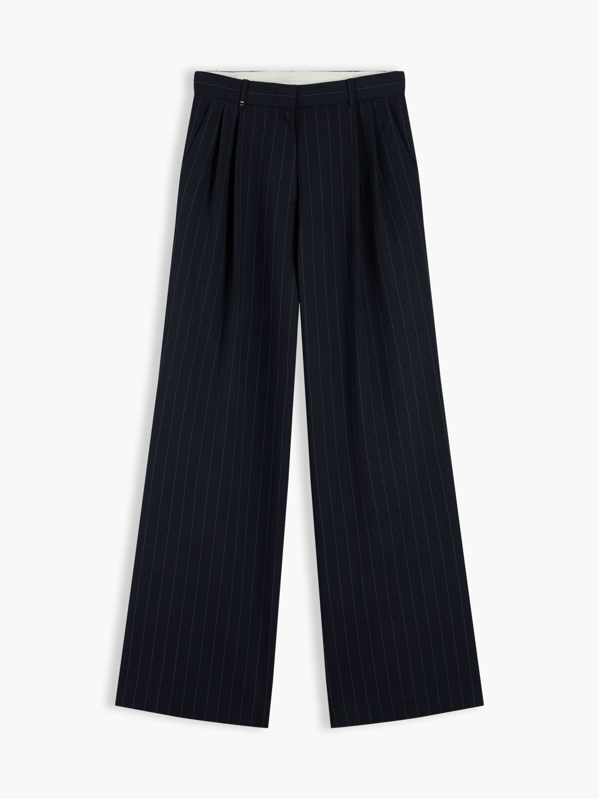 Twill Wide Leg Trousers — Blue