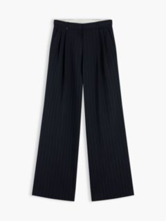 Twill Wide Leg Trousers — Blue 6