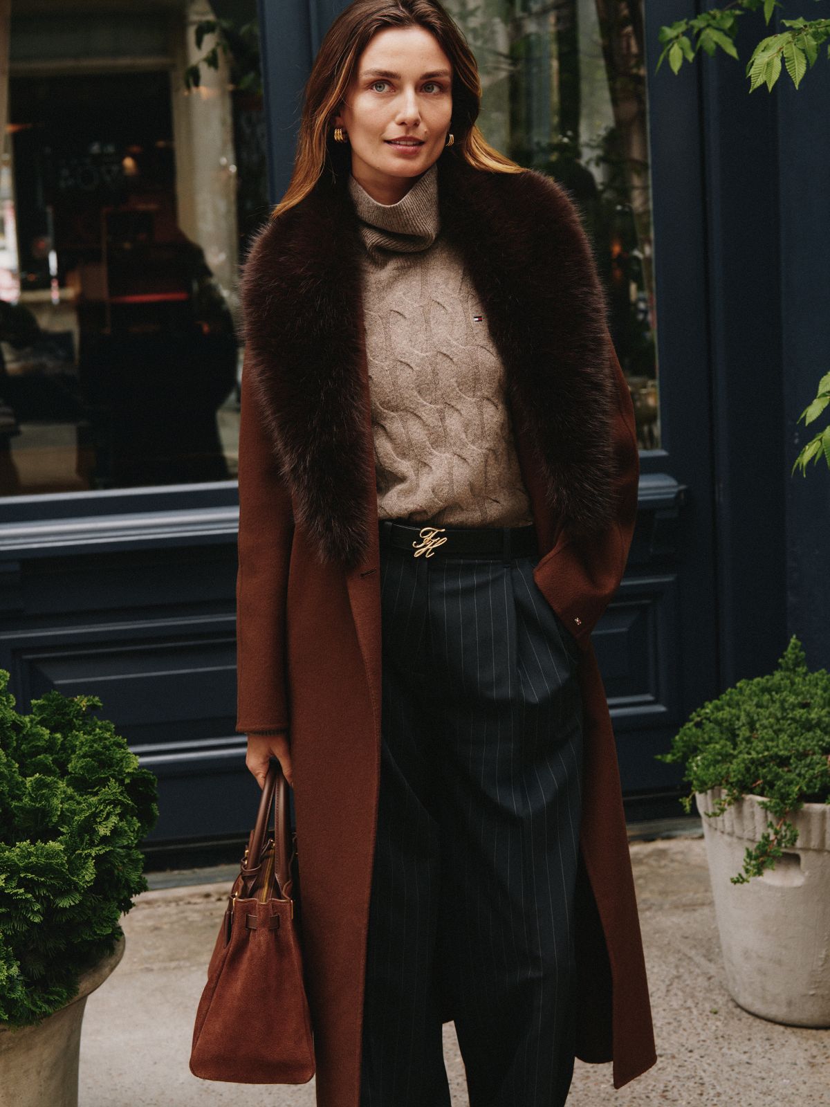 Twill Wide Leg Trousers — Blue