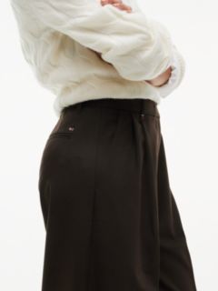 Twill Wide Leg Trousers — Brown 3