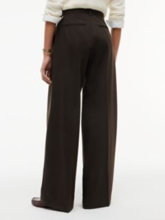 Twill Wide Leg Trousers — Brown 4