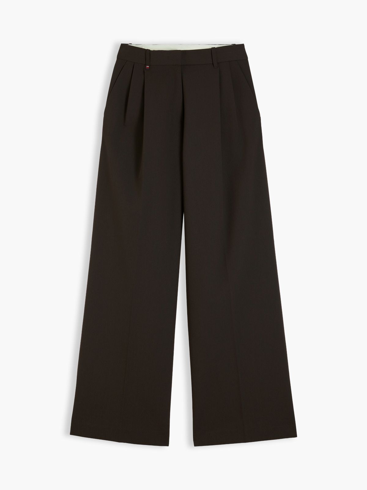Twill Wide Leg Trousers — Brown