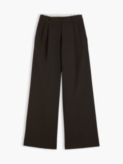 Twill Wide Leg Trousers — Brown 5