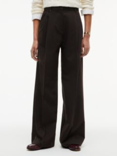 Twill Wide Leg Trousers — Brown 1
