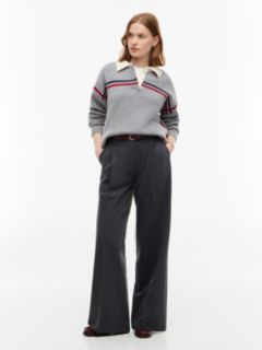 Twill Wide Leg Trousers — Grey 2