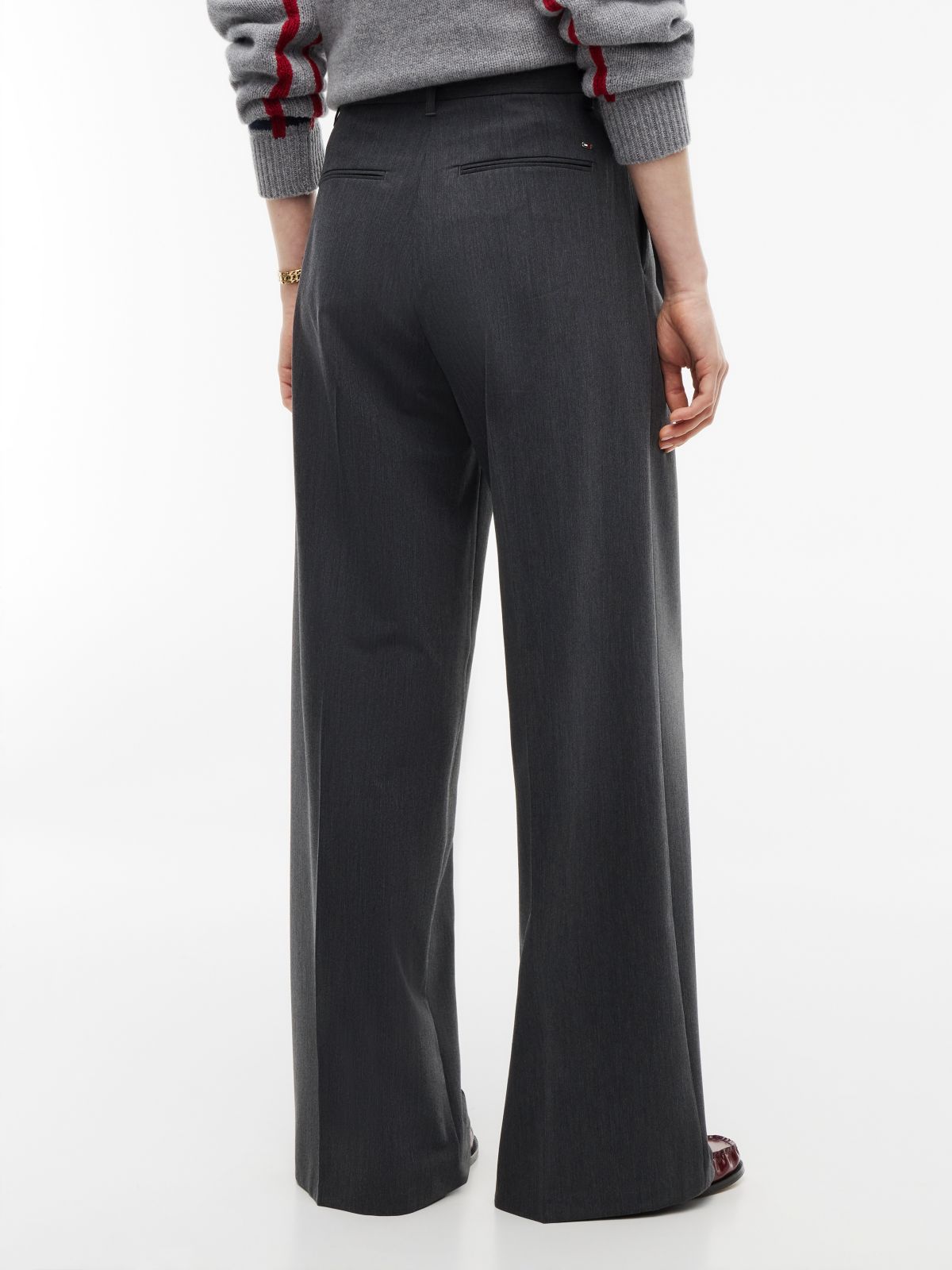 Twill Wide Leg Trousers — Grey