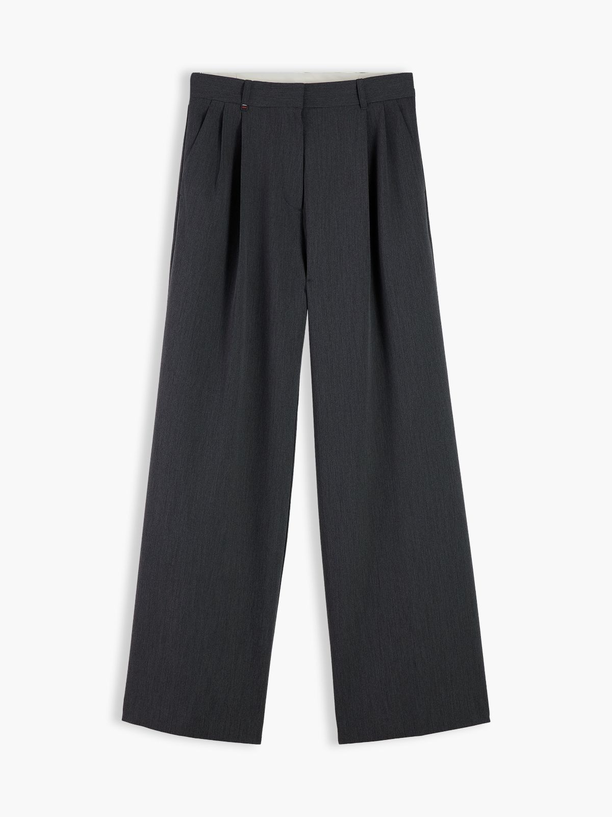 Twill Wide Leg Trousers — Grey