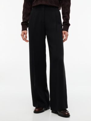 black pleated wide leg trousers for women tommy hilfiger