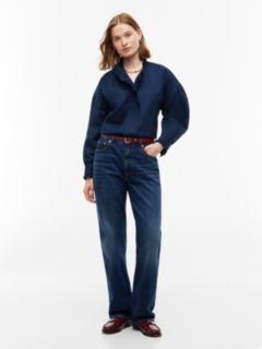 Oversized Fit Ruffle Collar Poplin Shirt — Blue 2