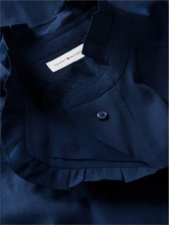 Oversized Fit Ruffle Collar Poplin Shirt — Blue 6