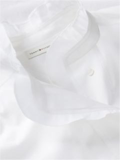 Oversized Fit Ruffle Collar Poplin Shirt — White 6