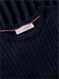 Cable Knit Pleated Midi Dress — Blue 6