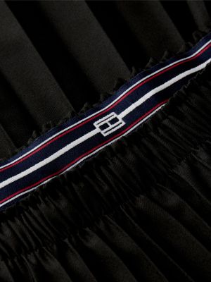 gonna midi in twill con pieghe nero da donne tommy hilfiger