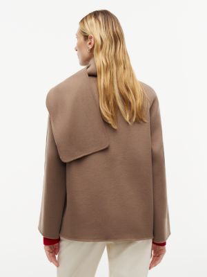 brown double-faced wool blend scarf jacket for women tommy hilfiger