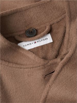 brown double-faced wool blend scarf jacket for women tommy hilfiger