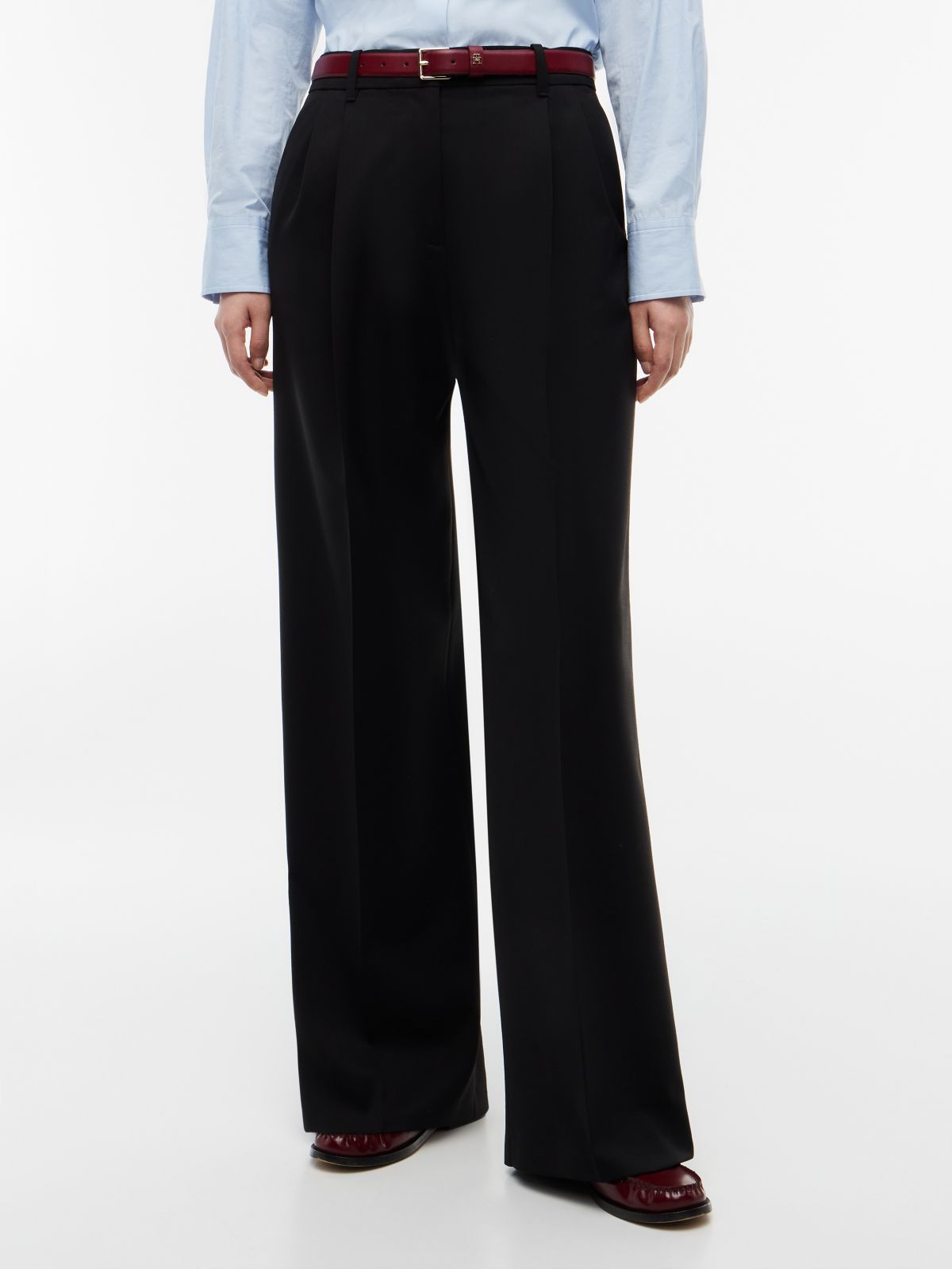 Timeless Wool Blend Wide Leg Trousers — Black