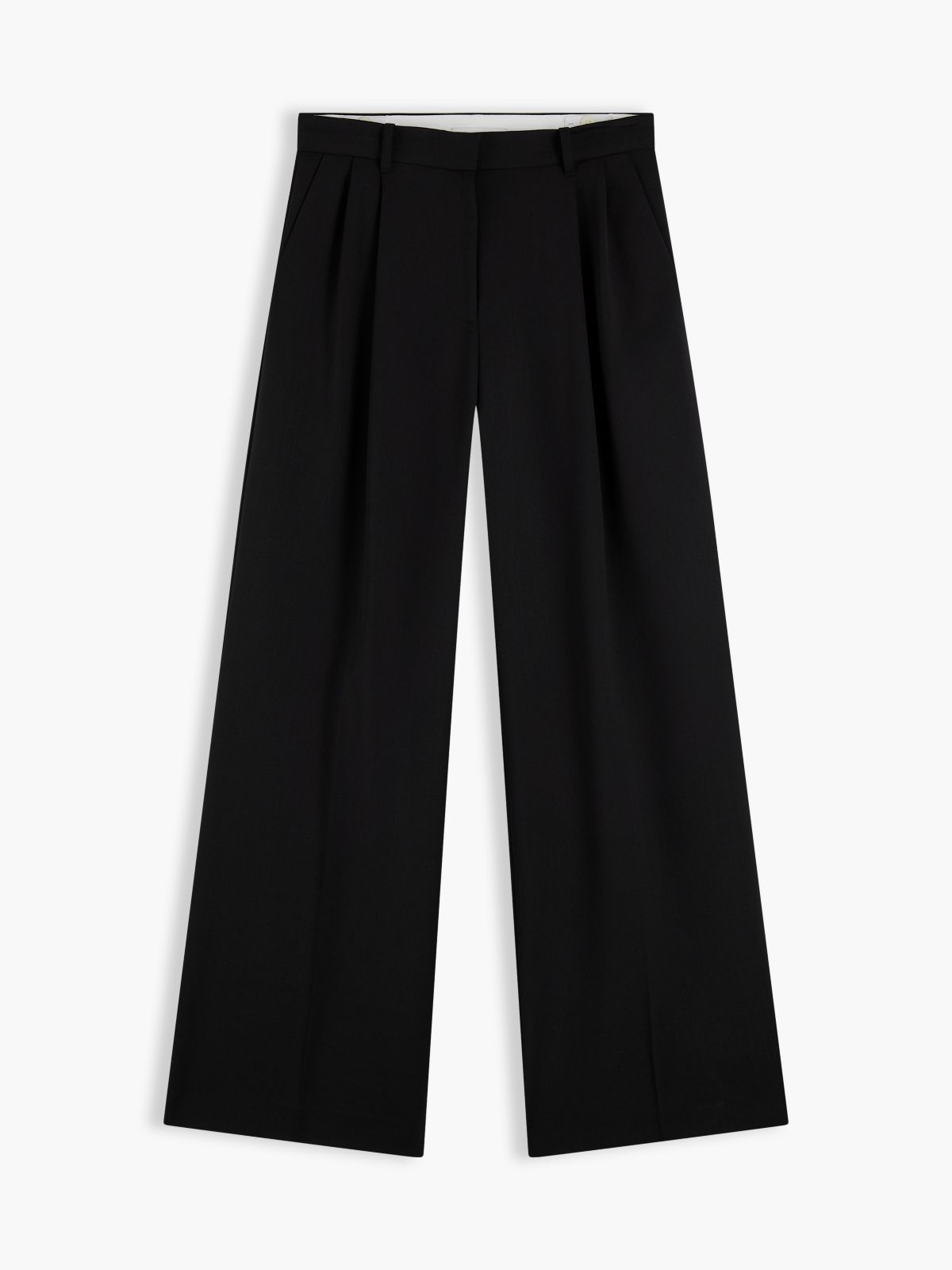 Timeless Wool Blend Wide Leg Trousers — Black