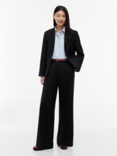 Timeless Wool Blend Wide Leg Trousers — Black 1