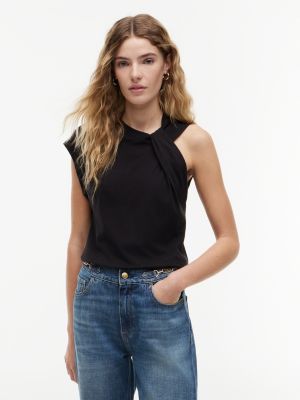 black knot textured jersey sleeveless top for women tommy hilfiger