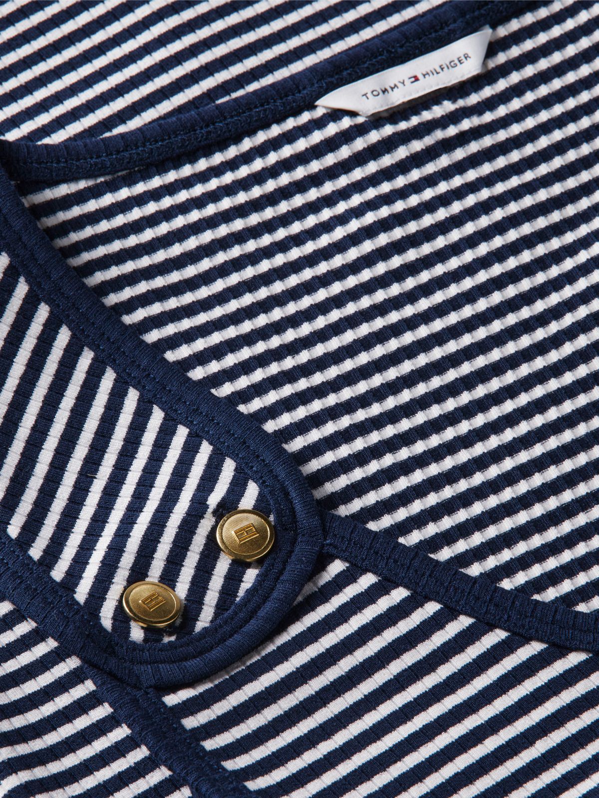 Gold-Tone Button Ribbed Tank Top — Multi