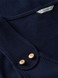 Gold-Tone Button Ribbed Tank Top — Blue 6