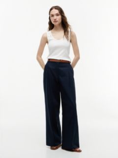 Gold-Tone Button Ribbed Tank Top — White 2