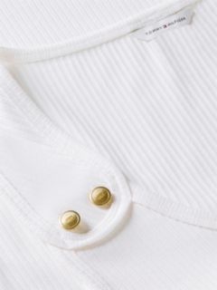 Gold-Tone Button Ribbed Tank Top — White 6