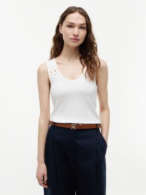 canotta a coste con bottoni dorati white da donne tommy hilfiger