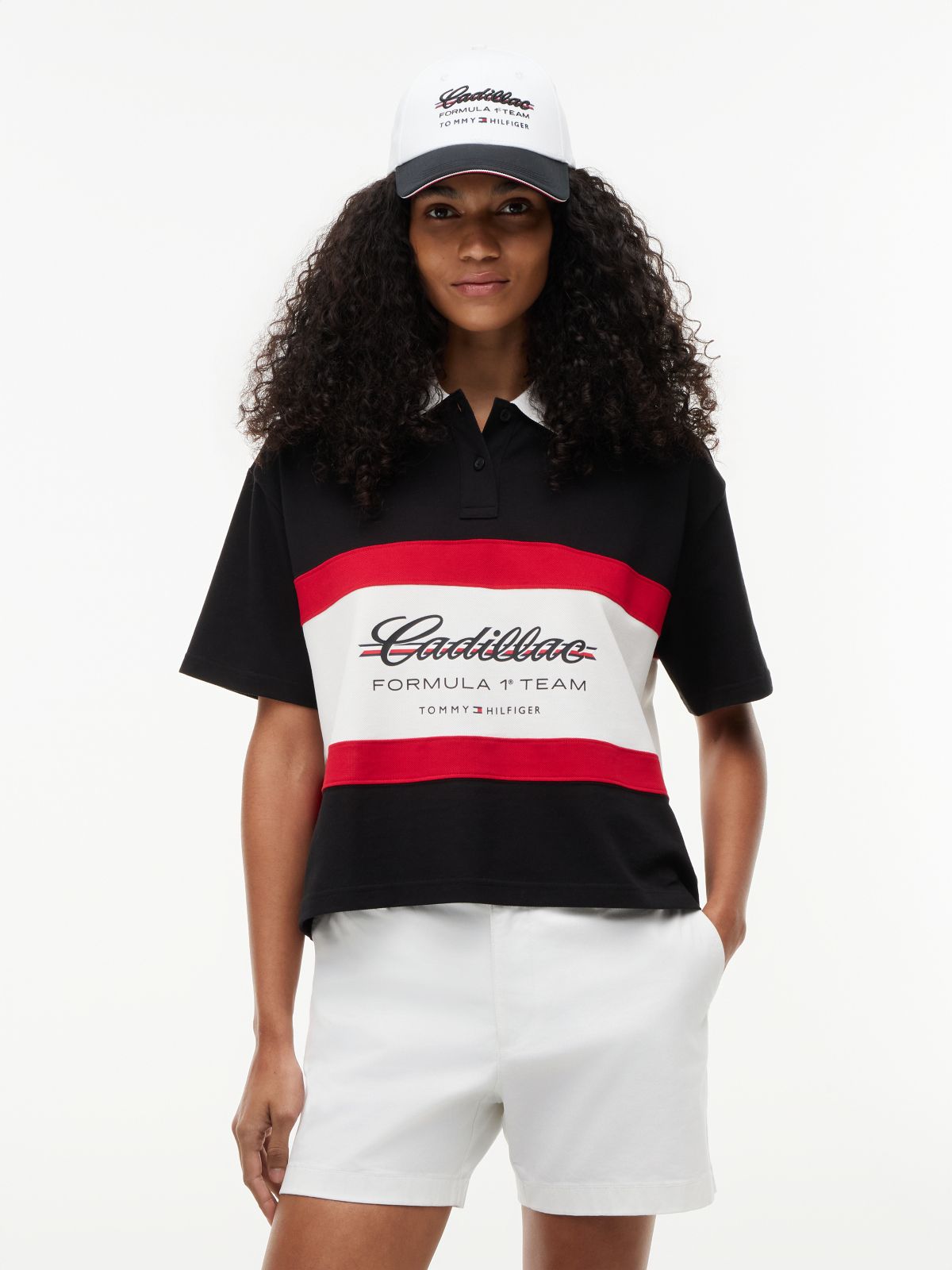 TH x Cadillac Formula 1® Team Logo Boxy Polo Shirt — Black