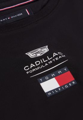 black th x cadillac formula 1® team logo fitted t-shirt for women tommy hilfiger