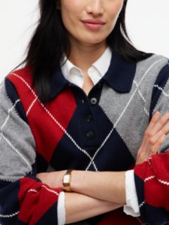 Argyle Relaxed Polo Jumper — Blue 3