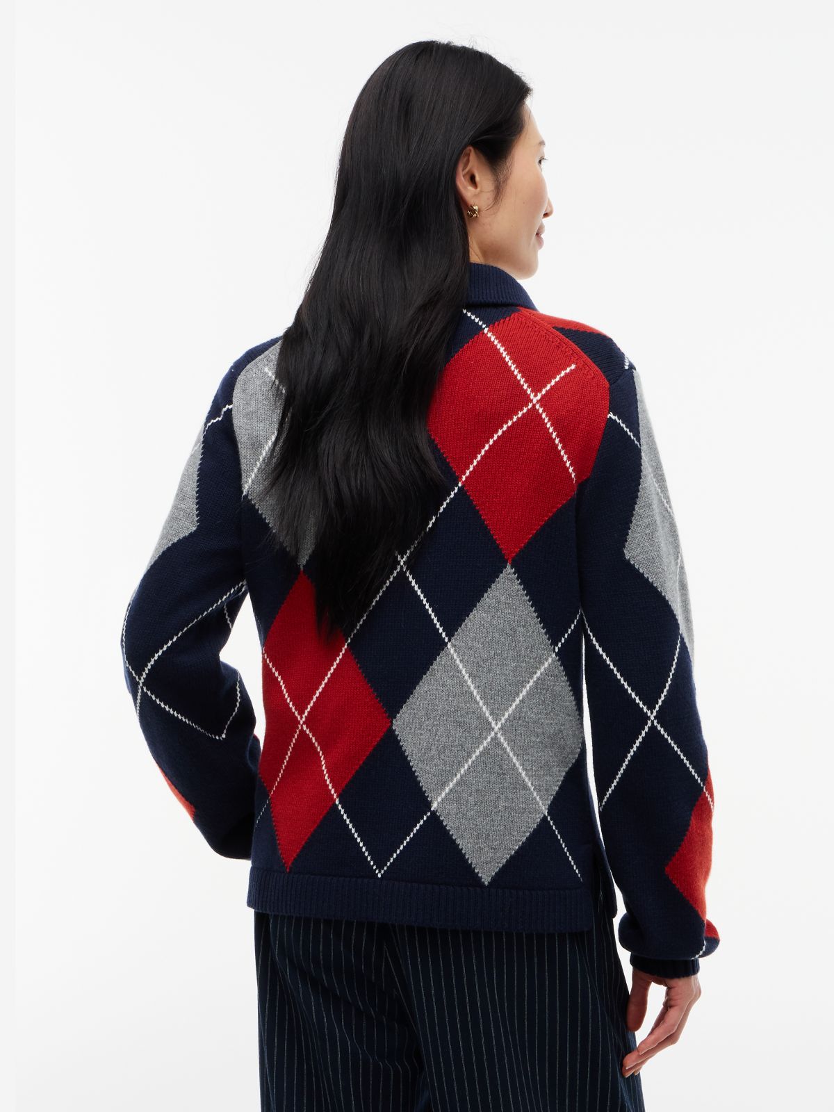 Argyle Relaxed Polo Jumper — Blue