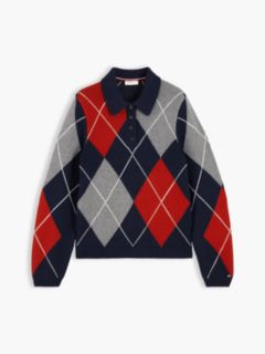 Argyle Relaxed Polo Jumper — Blue 5