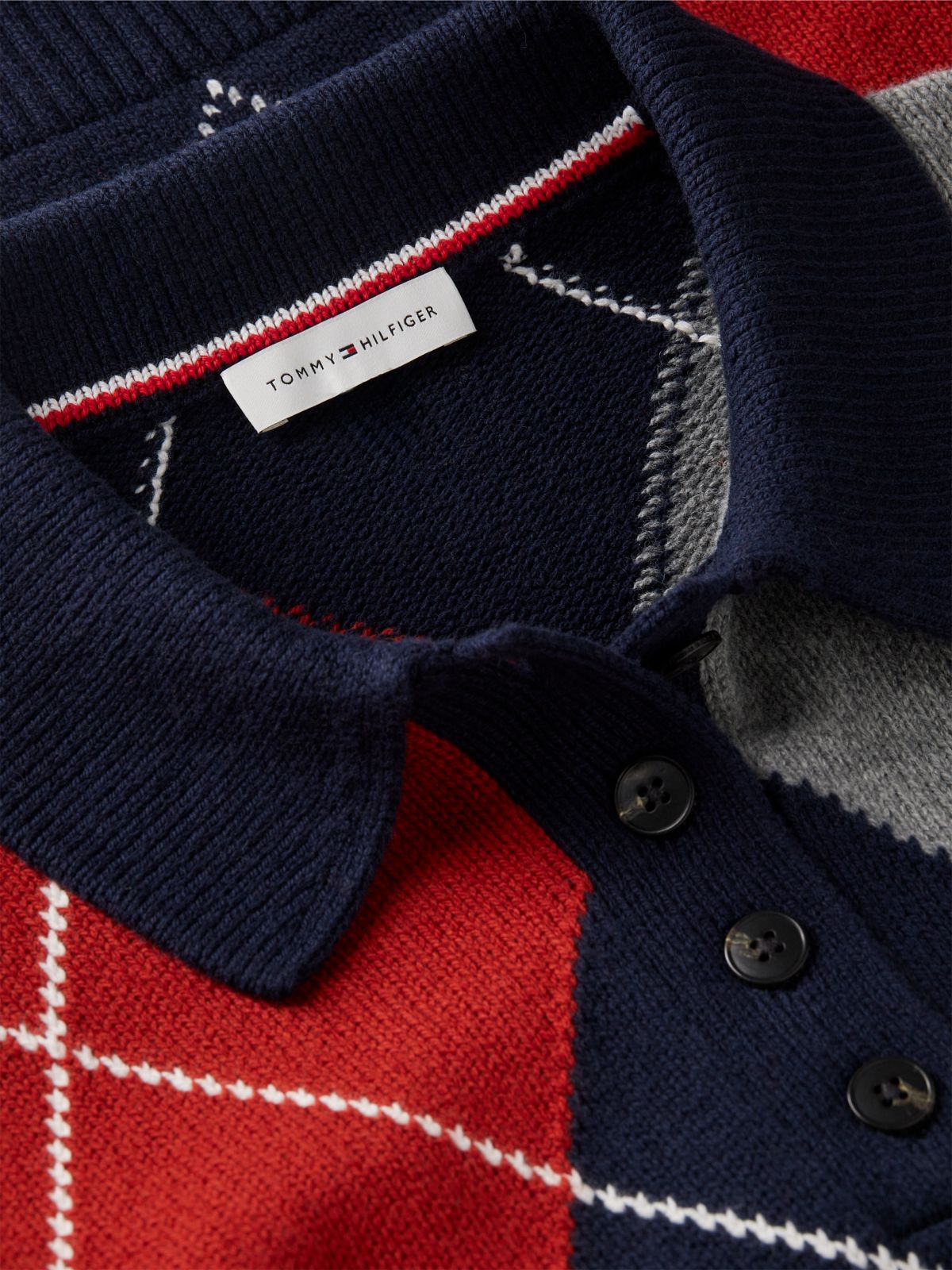 Argyle Relaxed Polo Jumper — Blue
