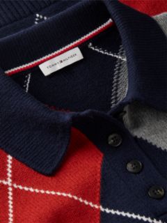 Argyle Relaxed Polo Jumper — Blue 6