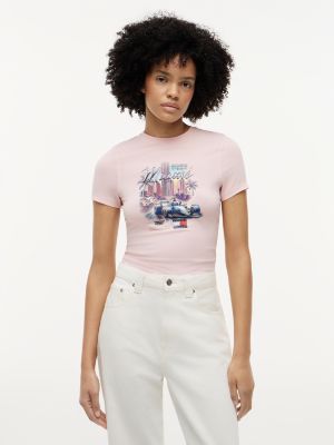 pink th x cadillac formula 1® team miami t-shirt for women tommy hilfiger
