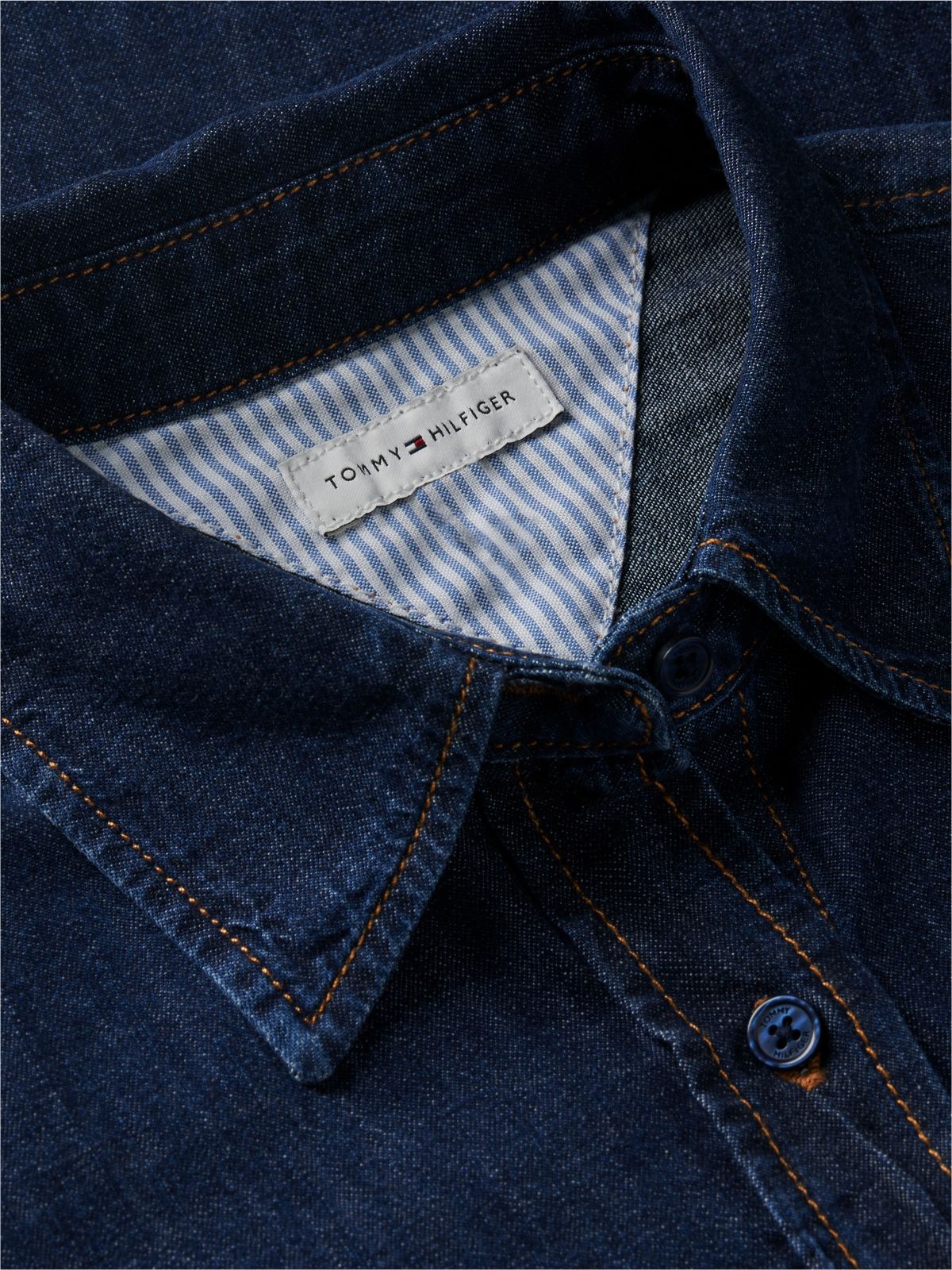 Relaxed Fit Logo Embroidery Denim Shirt — Blue