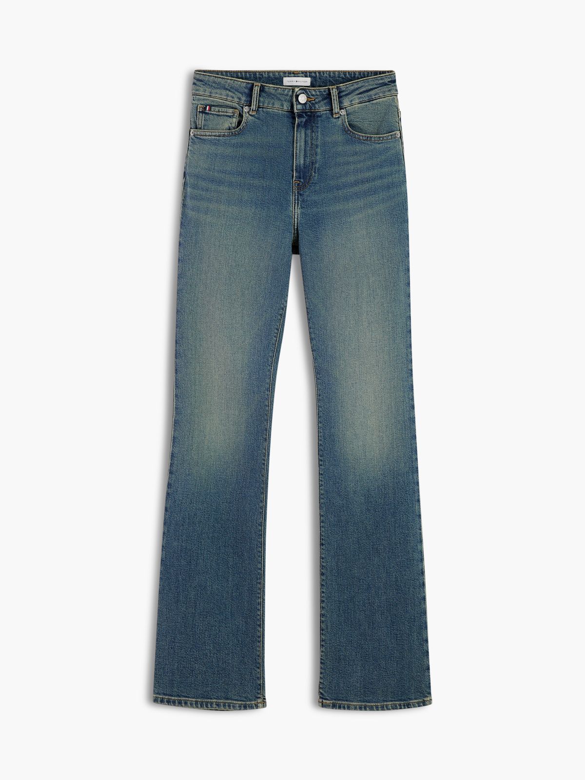 Skye Mid Rise Bootcut Pressed Crease Jeans — Blue