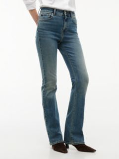 Skye Mid Rise Bootcut Pressed Crease Jeans — Blue 1