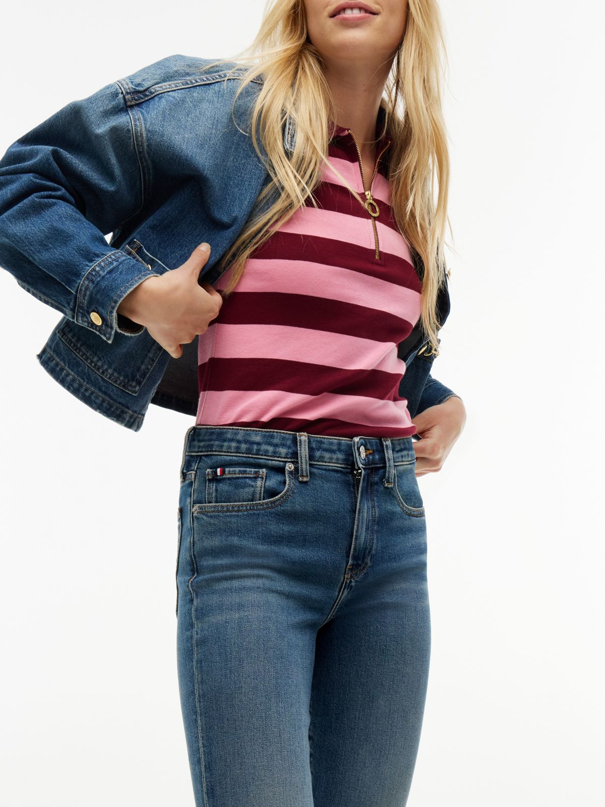 Harlow Mid Rise Skinny Whiskered Jeans — Blue