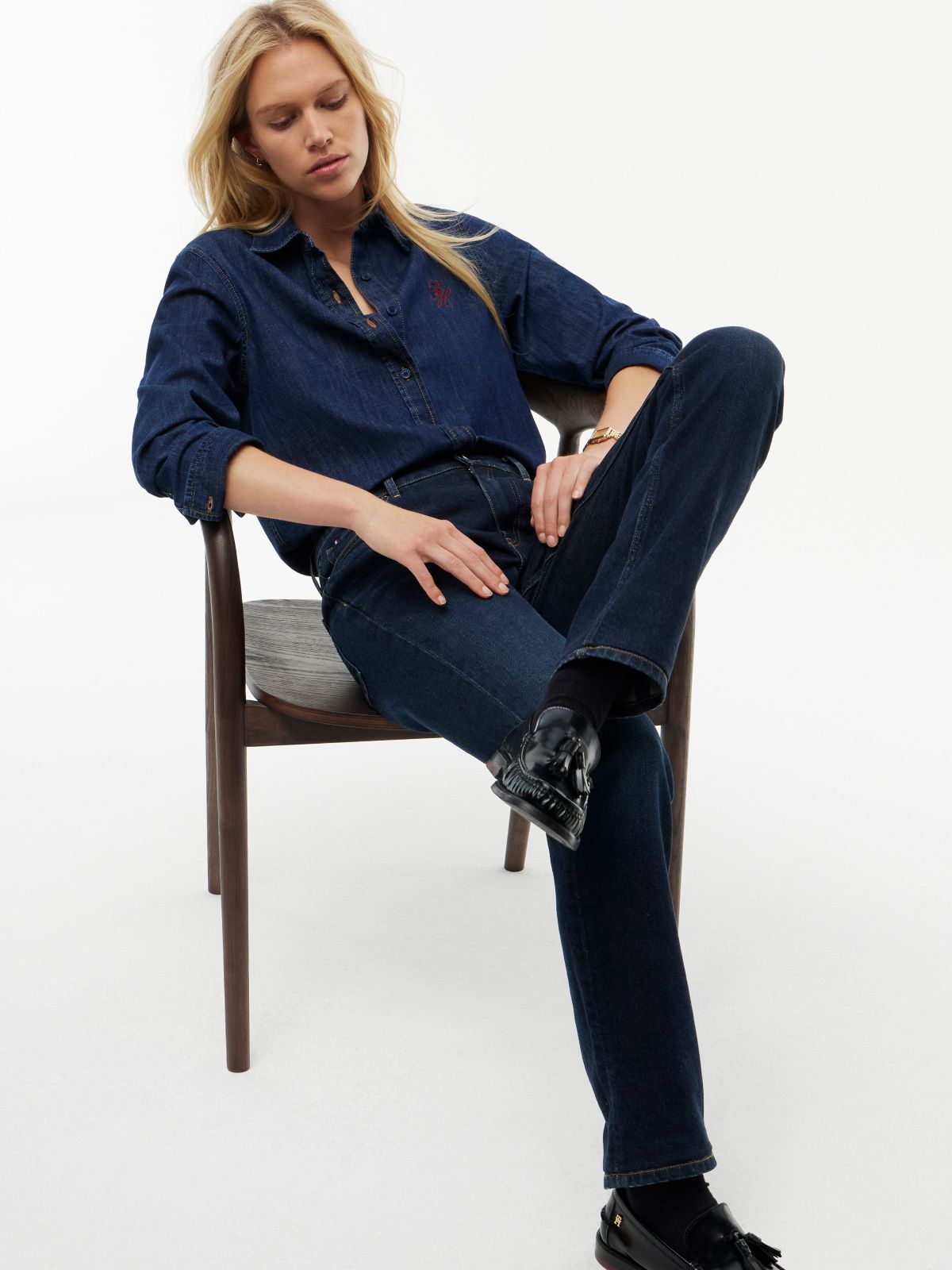Harlow Mid Rise Skinny Whiskered Jeans — Blue